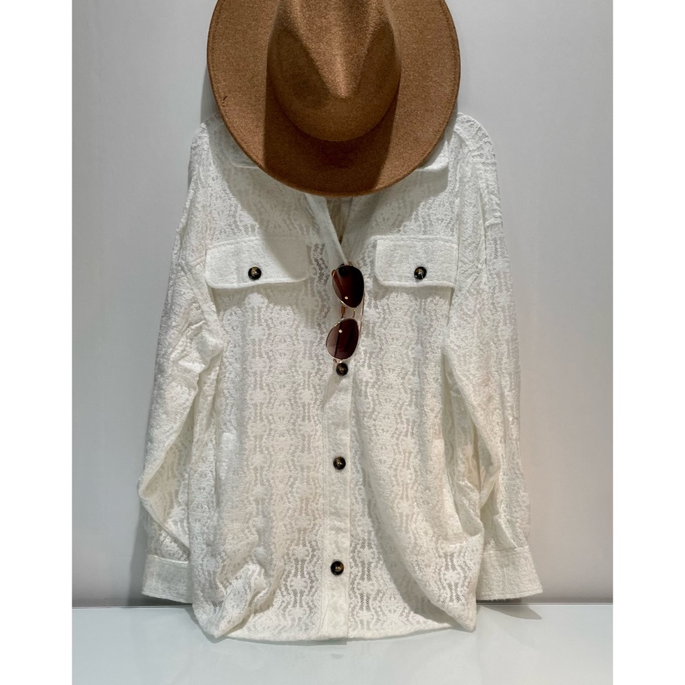 Luxuriously Soft Lace puffed Sleeve Oversized Shirt/Jacket - Picture 8 of 9
